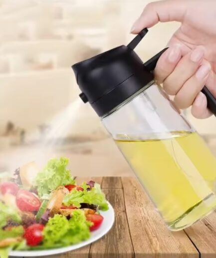 2-in-1 Glass Oil Sprayer & Dispenser, Large 470ml capacity